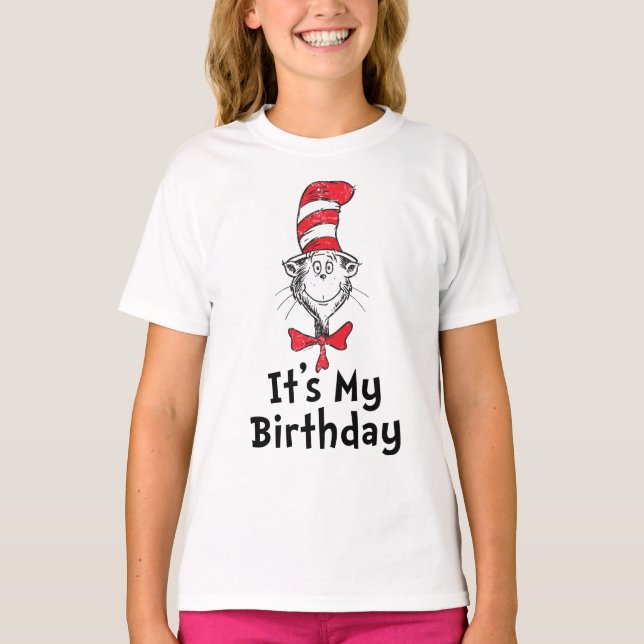 T-shirt Dr. Seuss Chat dans le Casquette C'est mon anniver (Devant)