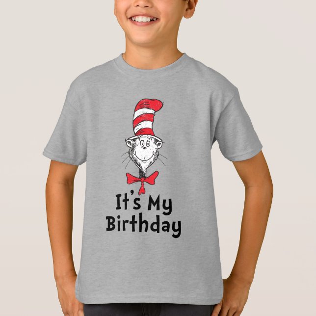 T-shirt Dr. Seuss Chat dans le Casquette C'est mon anniver (Devant)