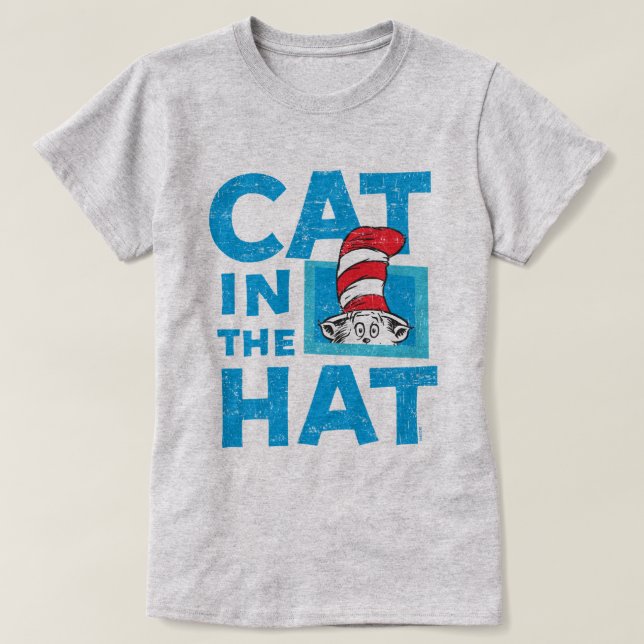 T-shirt Dr Seuss | Chat dans le logo du Casquette (Design devant)