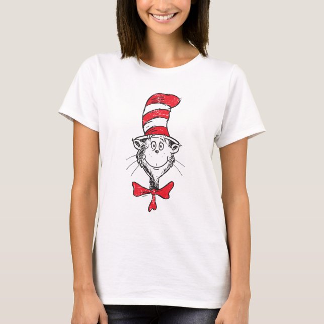 T-shirt Dr Seuss | Le chat dans la tête du Casquette - Vin (Devant)