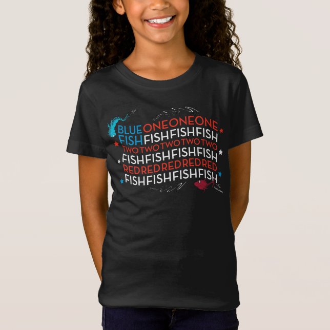 T-Shirt Dr Seuss | Poisson rouge poisson bleu US Drapeau g (Devant)
