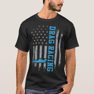 T-shirt Drag Racing Car Driver American Flag Drag Race Spo
