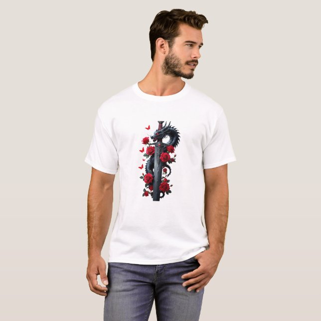 T-shirt Dragon and Roses Blade – Power Meets Elegance (Devant entier)