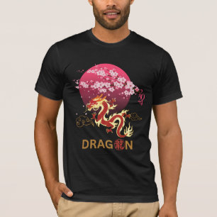 T-shirt Dragon avec fleur de cerisier