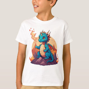 T-shirt Dragon Azur sur lave - Feu et glace mythiques 