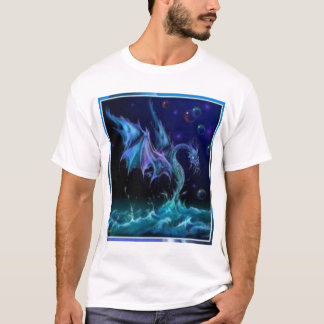 T-SHIRT DRAGON BLEU SUR L'EAU