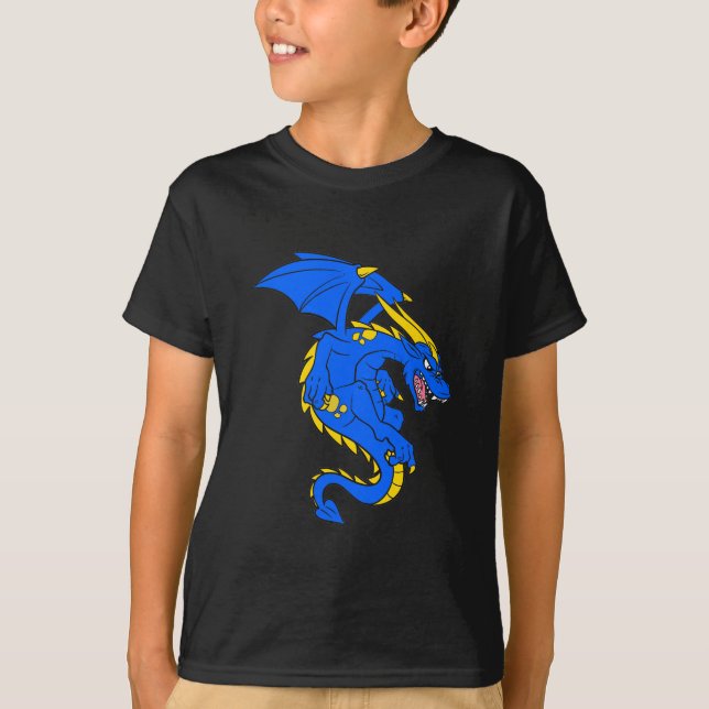 T-shirt Dragon bleu taille enfant (Devant)