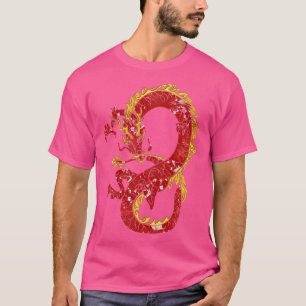 T-shirt Dragon Chinois Asiatique Japonais En Rouge Et En O