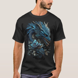 T-shirt Dragon chinois bleu E Girl Esthétique E Boy rétro 