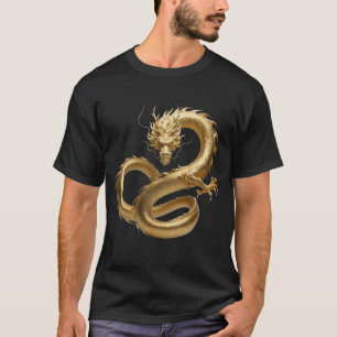 T-shirt Dragon Chinois Doré Art   Créature Mythique Fantas