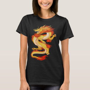 T-shirt Dragon chinois jaune et rouge
