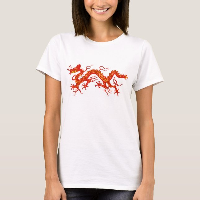 T-shirt dragon chinois rouge (Devant)