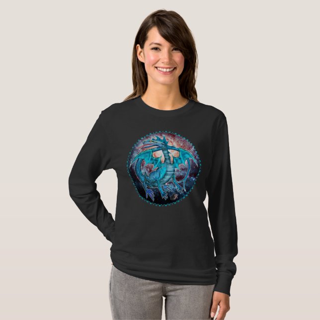 T-shirt Dragon Cosmique Turquoise (Devant entier)