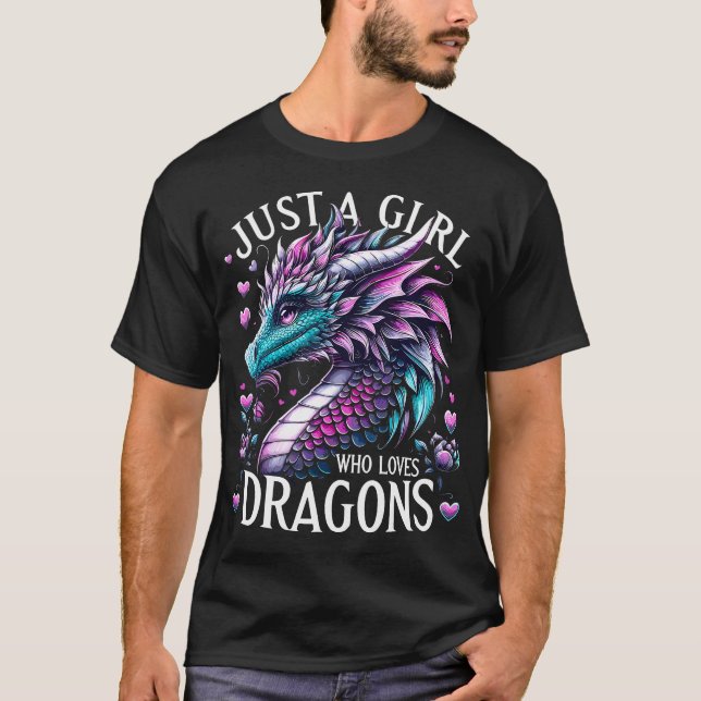 T-shirt Dragon Cute Just A Girl Who Loves Dragons (Devant)