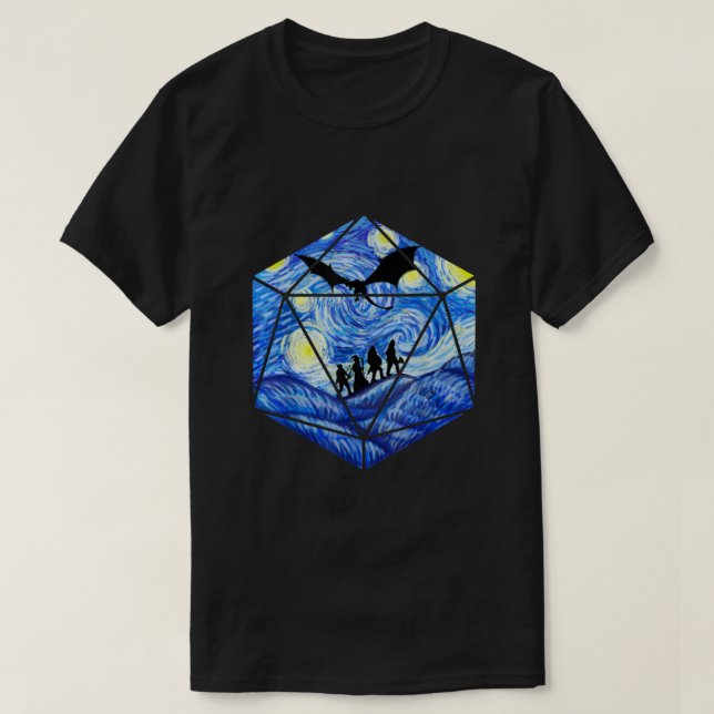T-shirt Dragon D20, Tee de nuit étoilée D20, D20 d (Design devant)