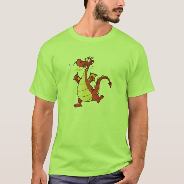 T-shirt Dragon de bande dessinée ; Vert (Devant)