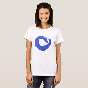 T-shirt Dragon de coeur bleu sur blanc