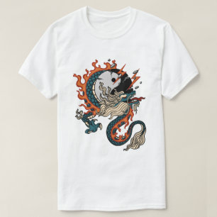 T-shirt Dragon de feu avec symbole Yin-Yang