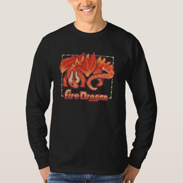 T-shirt Dragon de feu, pixel art (Devant)