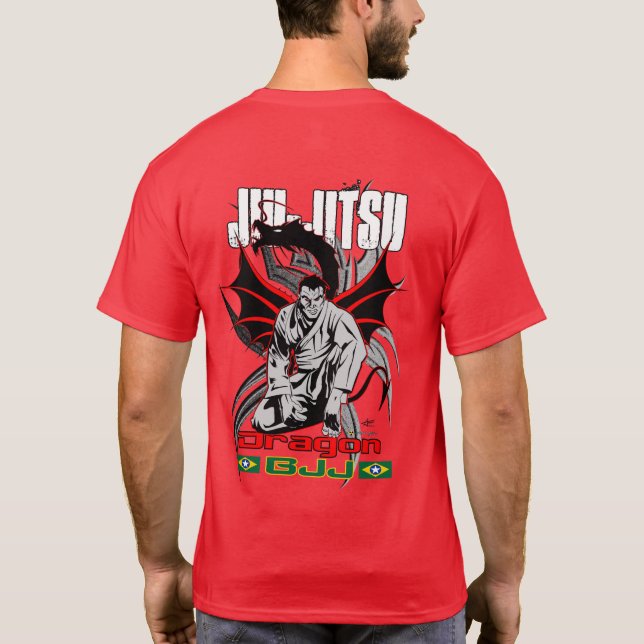 T-shirt Dragon de rouge de Jiu-Jitsu (Dos)