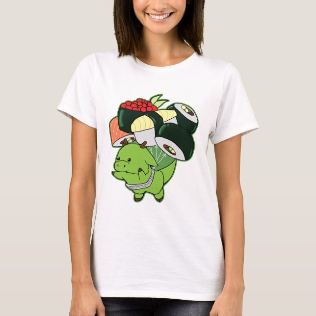 T-shirt Dragon de vol avec des ballons de sushi (Devant)