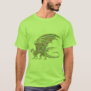 T-shirt Dragon en mosaïque verte