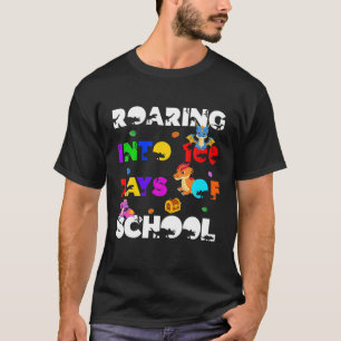 T-shirt Dragon Et Dinosaure Gravant Dans 100 Jours De Scho