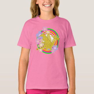 T-shirt Dragon et Fleurs Orange mignons