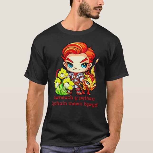 T-shirt Dragon et jonquilles de la Saint-David (Devant)