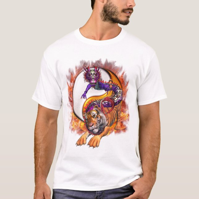 T-shirt Dragon et tigre Yin Yang (Devant)