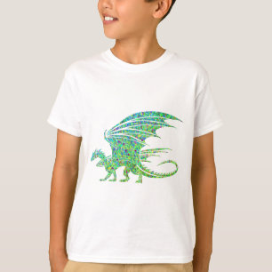 T-shirt Dragon Extraordinaire en mosaïque verte