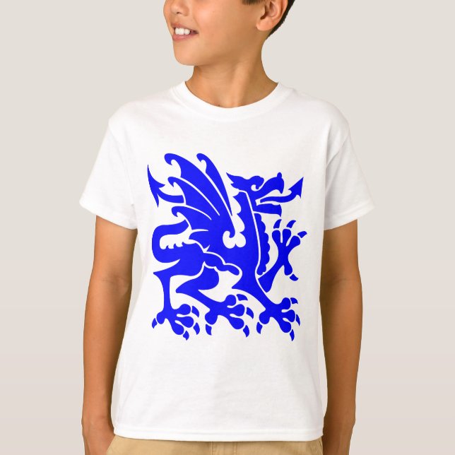 T-shirt Dragon héraldique 01 - Bleu (Devant)