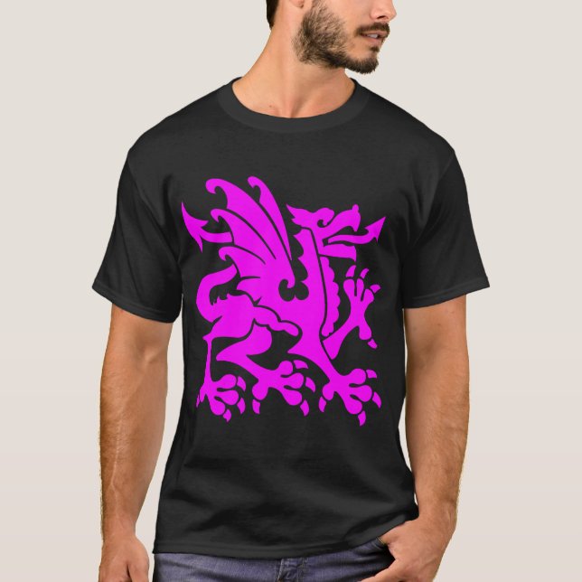 T-shirt Dragon héraldique 01 - Magenta (Devant)