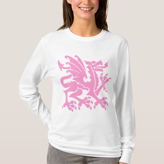T-shirt Dragon héraldique 01 - Rose (Devant)