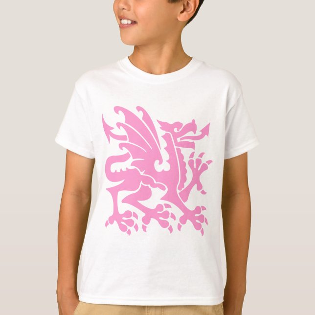 T-shirt Dragon héraldique 01 - Rose (Devant)