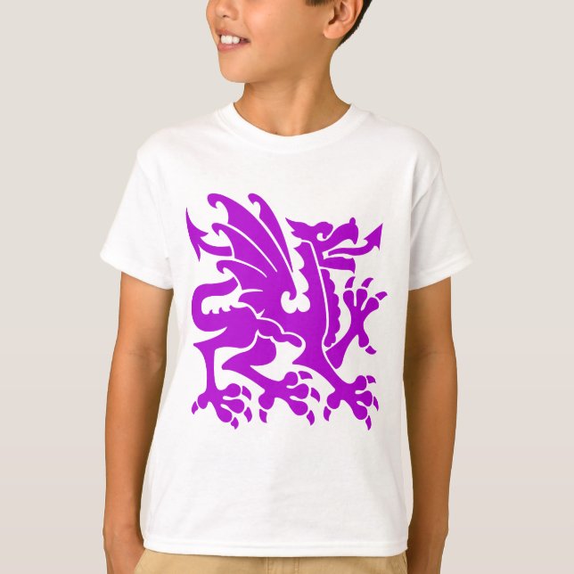 T-shirt Dragon héraldique 01 - Violet (Devant)