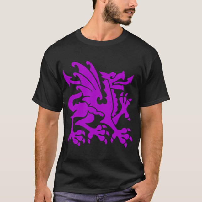 T-shirt Dragon héraldique 01 - Violet (Devant)