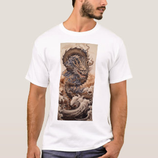 T-shirt Dragon japonais en forme de serpent avec kanagaw