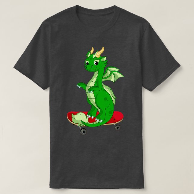 T-shirt Dragon Jouer Skateboard Drôle Bon Dragon Skateb (Design devant)