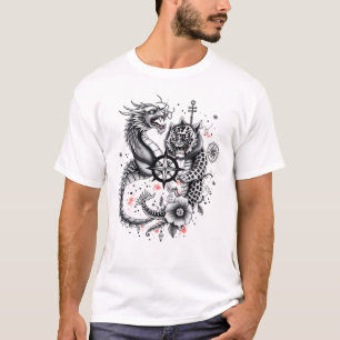 T-shirt Dragon & Leopard Yin Tattoo