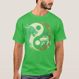 T-shirt Dragon Loup Yin Yang Mythe Chinois Zen Hommes Femm