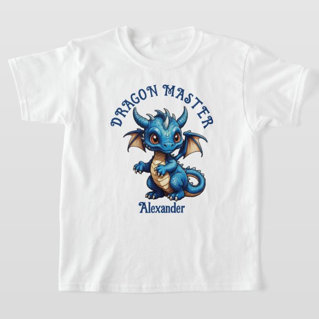 T-shirt Dragon Master Cute Blue Dragon Personnaliser T-Shi (Poser)