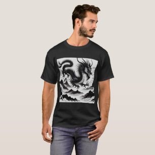 T-shirt Dragon noir blanc