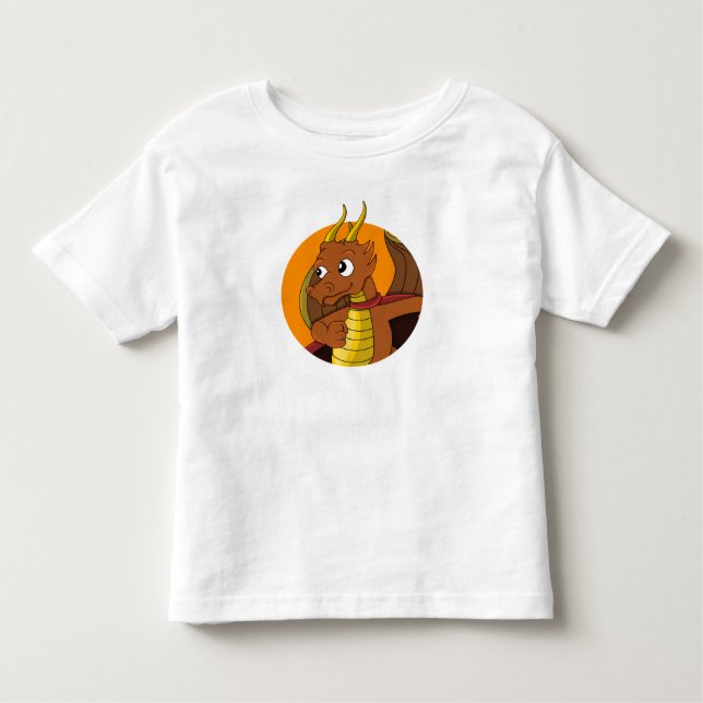 T-shirt dragon orange pour tout-petits (Devant)