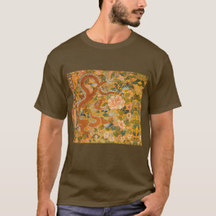T-shirt DRAGON PARMI LES PÉONIES, FLEURS, Floral FEUILLE V