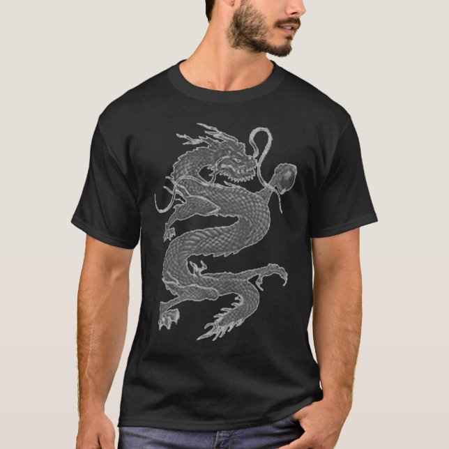 T-shirt Dragon, pièce en t noire (Devant)