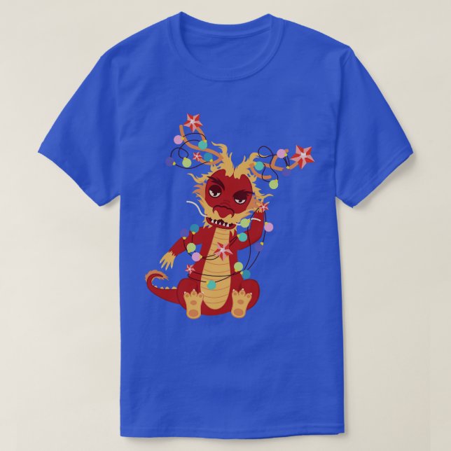 T-shirt Dragon rouge avec guirlande (Design devant)