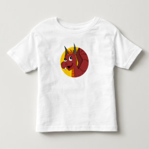 T-shirt dragon rouge caricature pour tout-petits