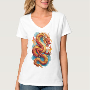 T-shirt Dragon Rouge Chinois Illustration Fougueuse-67561