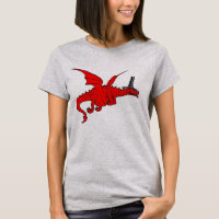 Dragon rouge drôle de Gallois dans le casquette